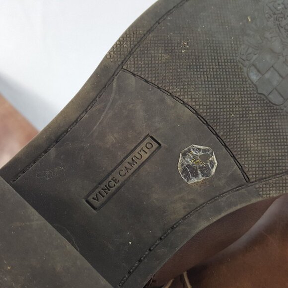 Vince Camuto Women's Knee High Riding Boots Brown Distressed Leather  Size 6.5 - Picture 10 of 11